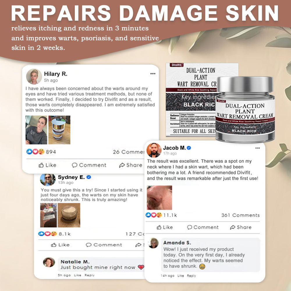 Divifit® Black Rice Skin Repair Essence Cream ⚕️ FDA Certified (Eliminates warts and skin tags, relieves psoriasis, improves keratin build-up and follicular keratinization, fades pigmentation, sun spots & age spots)