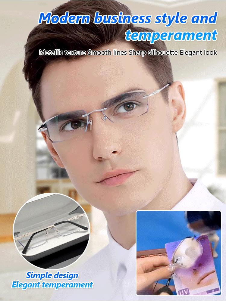 🎁 Father’s Day Special – Metal Frameless High‑Grade Reading Glasses 👓
