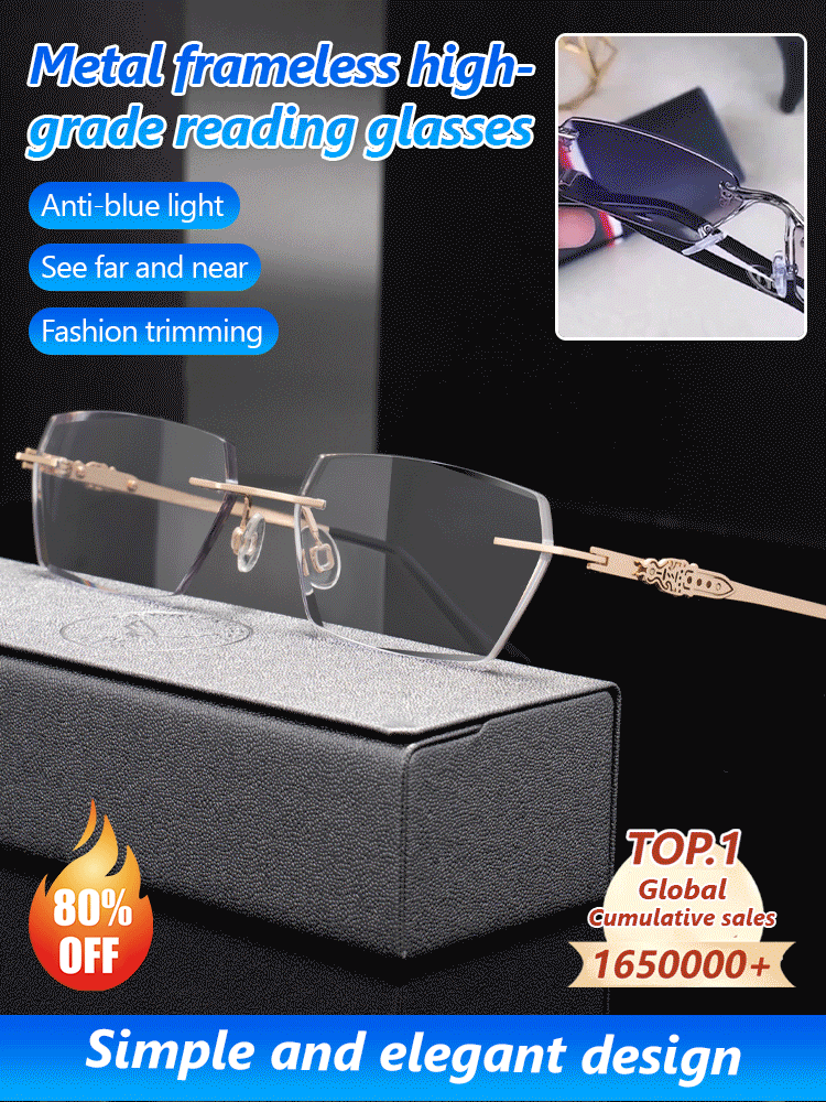 🎁 Father’s Day Special – Metal Frameless High‑Grade Reading Glasses 👓