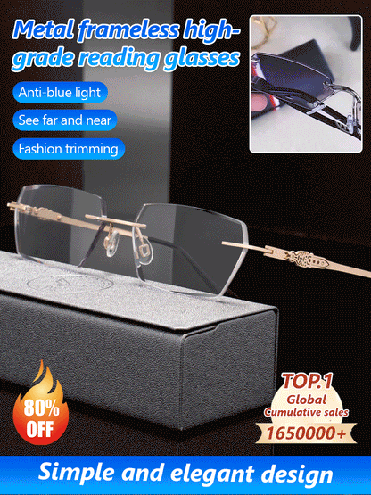 🎁 Father’s Day Special – Metal Frameless High‑Grade Reading Glasses 👓