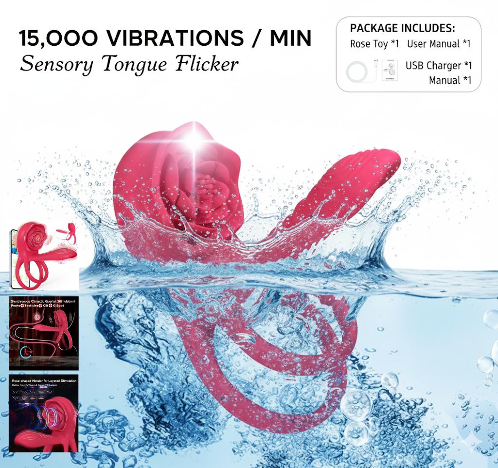 Alisanda™ The Ultimate Tongue Licking & Sucking Rose Vibrator – 2-in-1 Clitoral Stimulator & Deep G-Spot Massager, 9 Intense Orgasm Modes, Dual Motor Power for Blasting Climaxes, 100% Waterproof & Silky Silicone